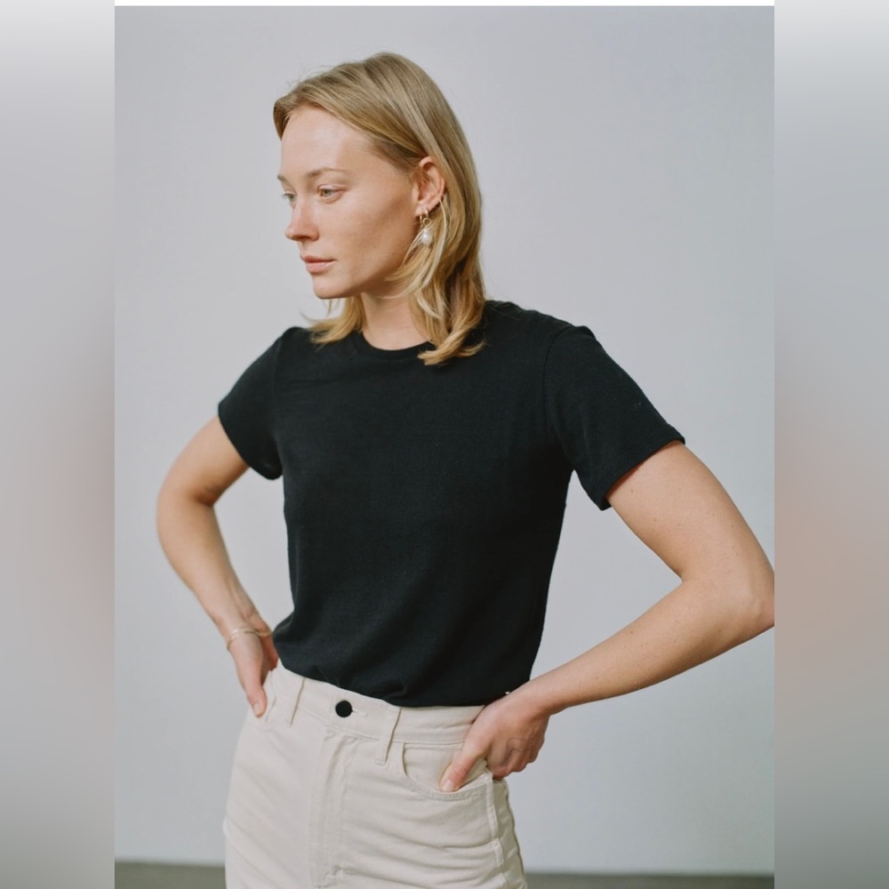 Ozma of California CLASSIC TEE, REGEN SILK NOIL JERSEY, BLACK